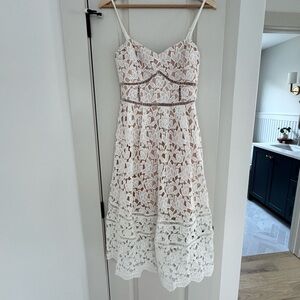 Lulu's White Lace Midi Dress